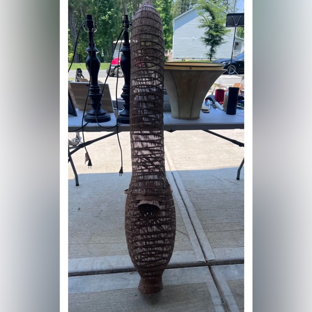 Vintage Japanese woven bamboo fish trap
